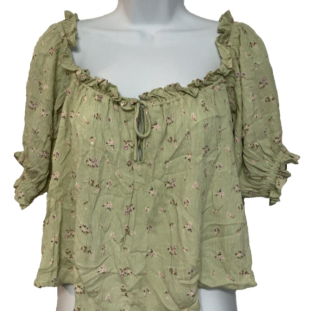 Billabong Small Multicolor Off-shoulder Scrunch Neck & balloon Sleeve Floral top